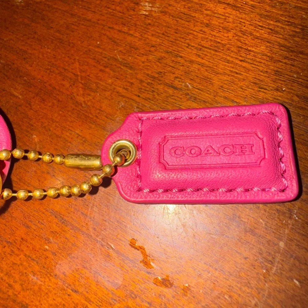 COACH Straw Collection Legacy Wallet Wristlet with Turnlock Bright Pink